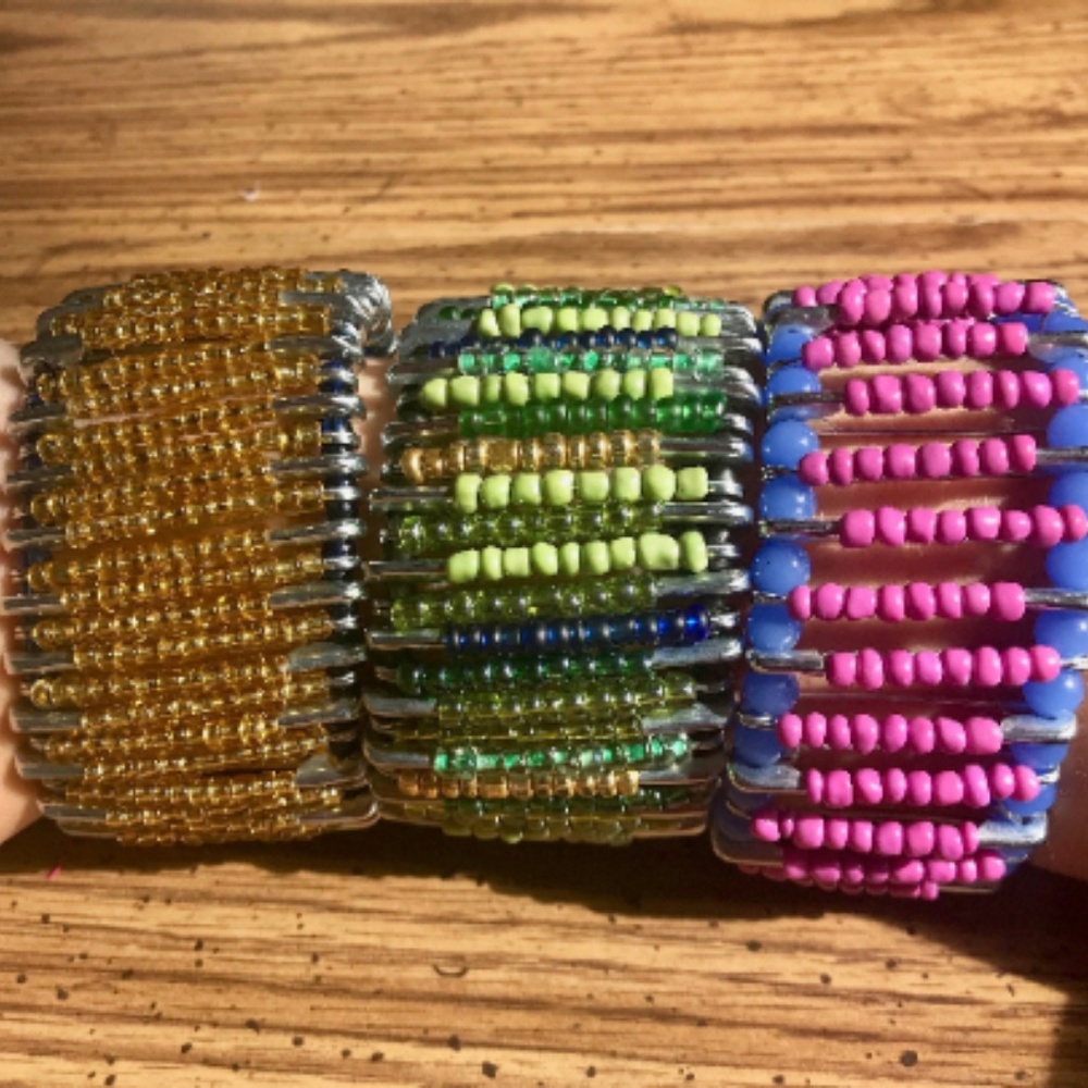 Beaded Safety Pin Bracelet